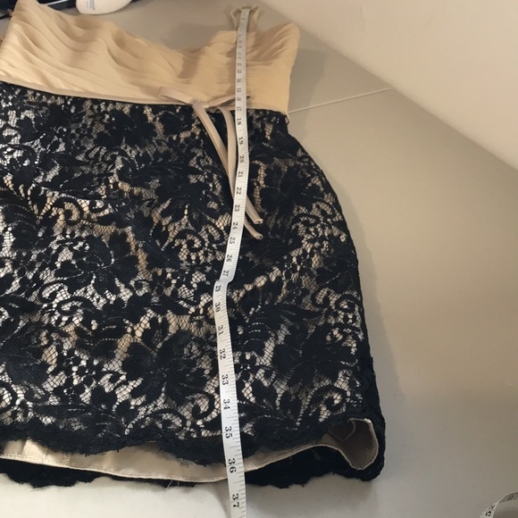 Impression Bridal tan black lace spaghetti strap pleated evening dress size 12 - Picture 10 of 14